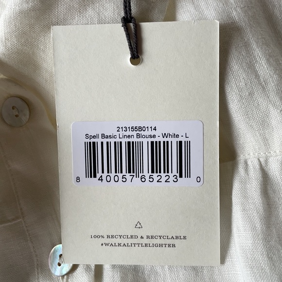 Spell | White Basic Linen Blouse | L - Picture 13 of 16